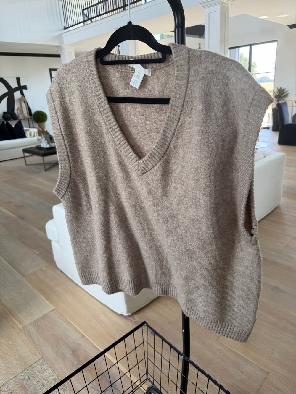 H&M Taupe V-Neck Sleeveless Sweater Vest